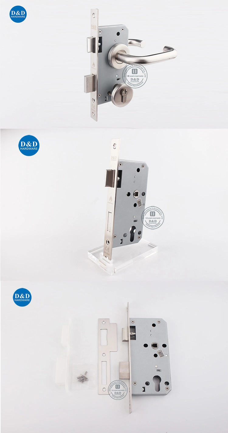 Euro Fire Rated Stainless Steel 304 Outside Mortise Handle Lock Metal Sash Lock Deadbolt High Security Internal Commercial Cylinder Door Lock Mortice Front Lock