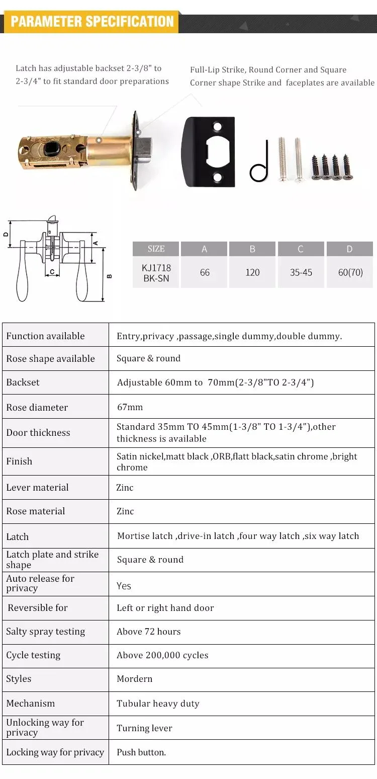 Factory Stainless Steel Satin Plate Furniture Door Handle Mortise Body Door Locks for Wood Door