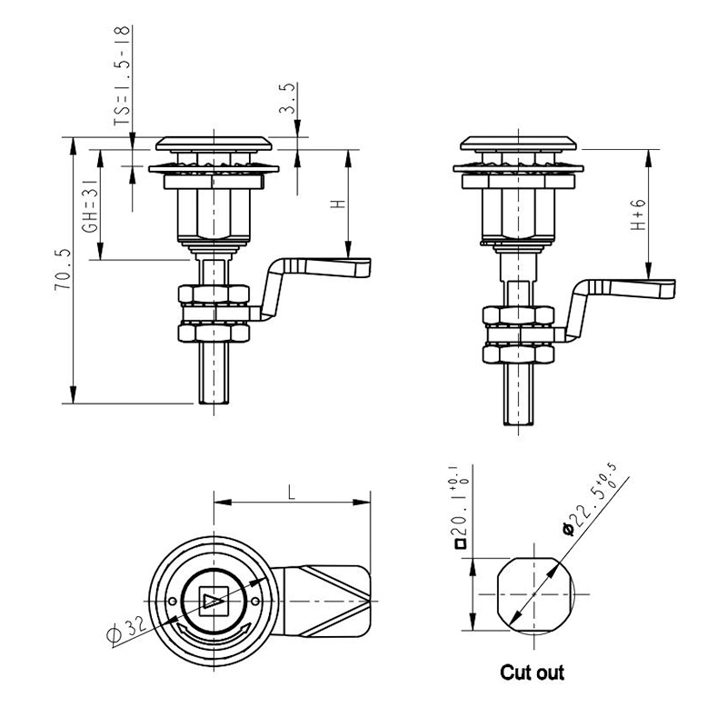 IP65 High Quality Compression Latch, Compress Cam Latch for Cabinet Door