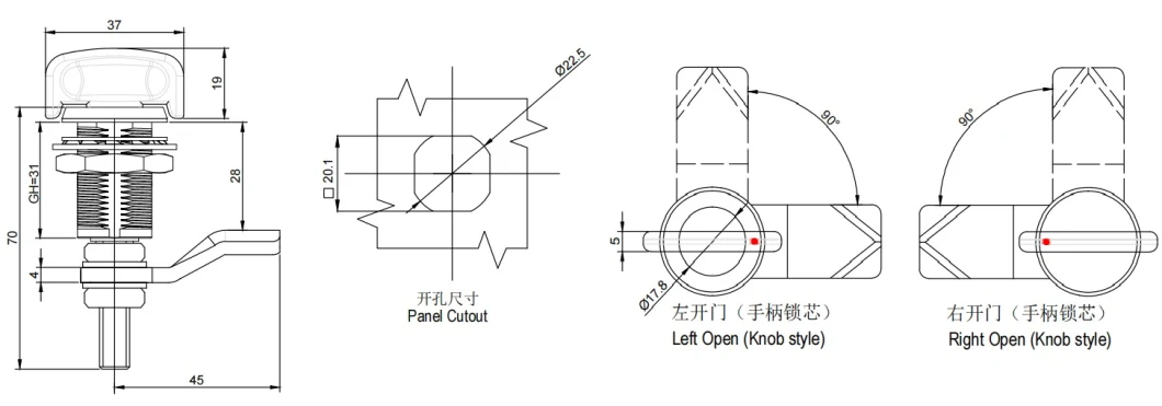 Compression Latchs Stainless Steel T Handle Knob Cam Latch Lock Quarter Turn Cam Lock Railway Bus Latch