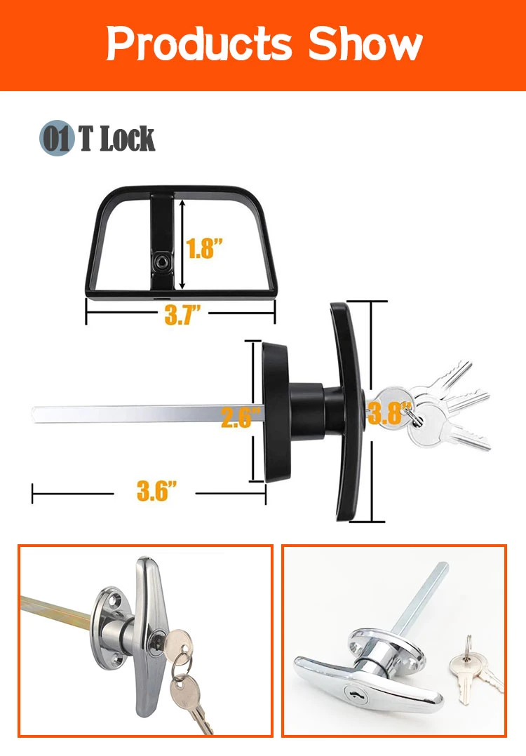 China Manufacturer Sectional Overhead Door Garage Lock Handle Garage Door T-Locks Lock for Garage Door